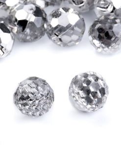 120430 Átlátszó golyó gomb ezüst