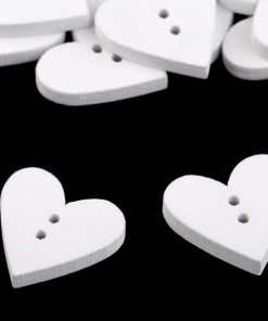 120344-1 Szív alakú fagomb fehér