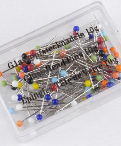 Gombostü szinesfejü üveg 32*0,6mm 80db/doboz