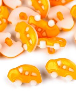 120606-1 Gyerekgomb autó narancssárga 50db/cs