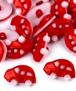 120606-2 Gyerekgomb autó piros 50db/cs