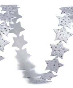 510447 Szatén szalag csillaggal és glitterrel (fehér) 22,5m/vég