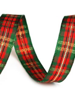 430378 Kockás szalag lurex szálas v.piros 22,5m/vég