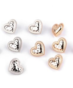 2198 Fémgomb ezüst szív 18L/120775  20db