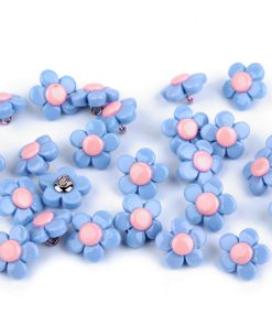 120814 Virágmintás gomb Liláskék