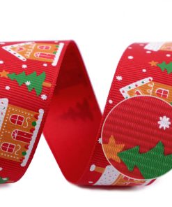 430684 Karácsonyi házikó ripsz piros