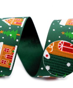 430684 Karácsonyi házikó ripsz zöld