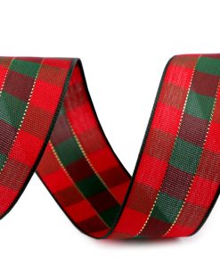 430819 Kockás szalag  25mm piros/zöld 45m/vég